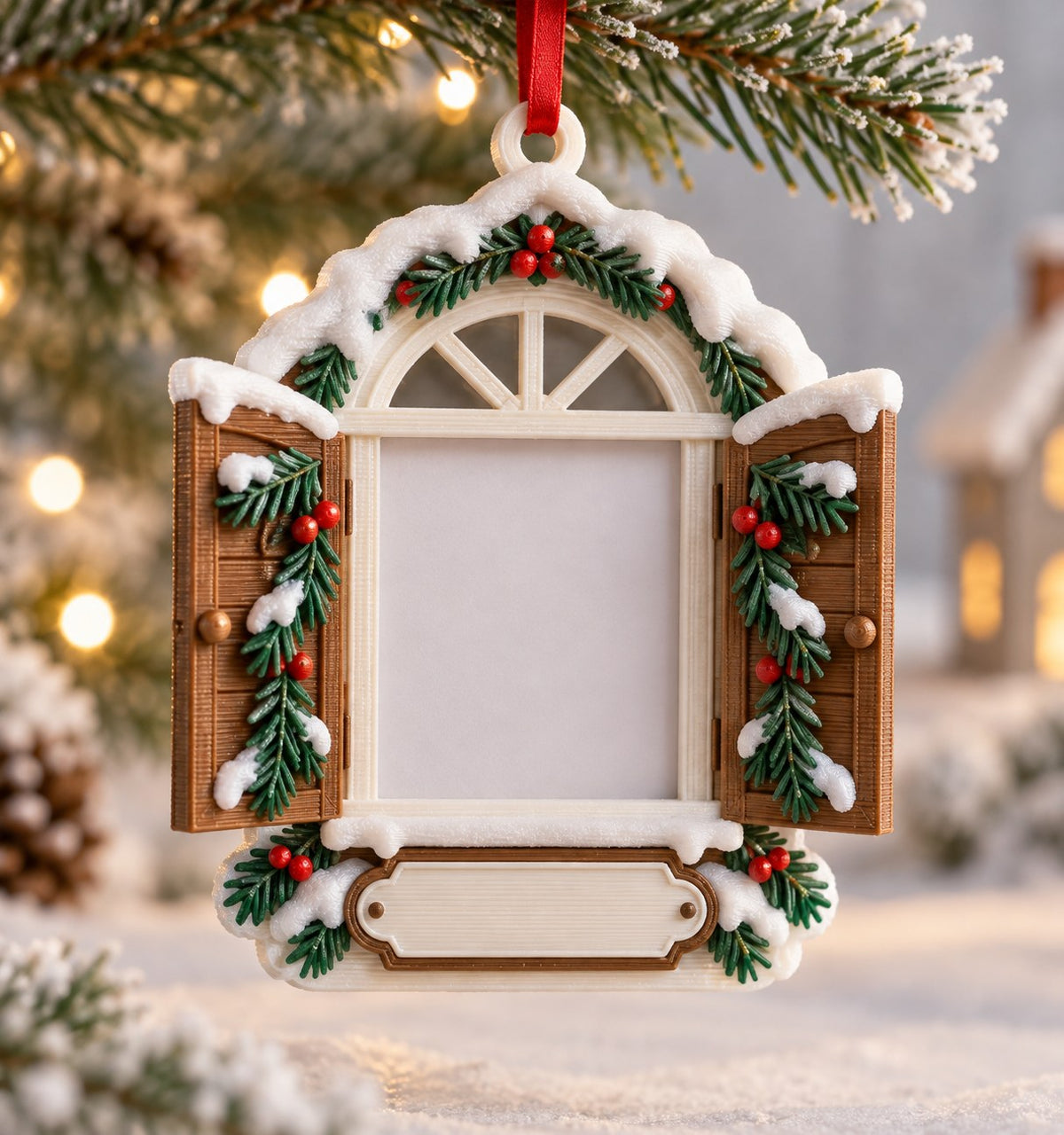 Portafoto navideño personalizado de 8 cm