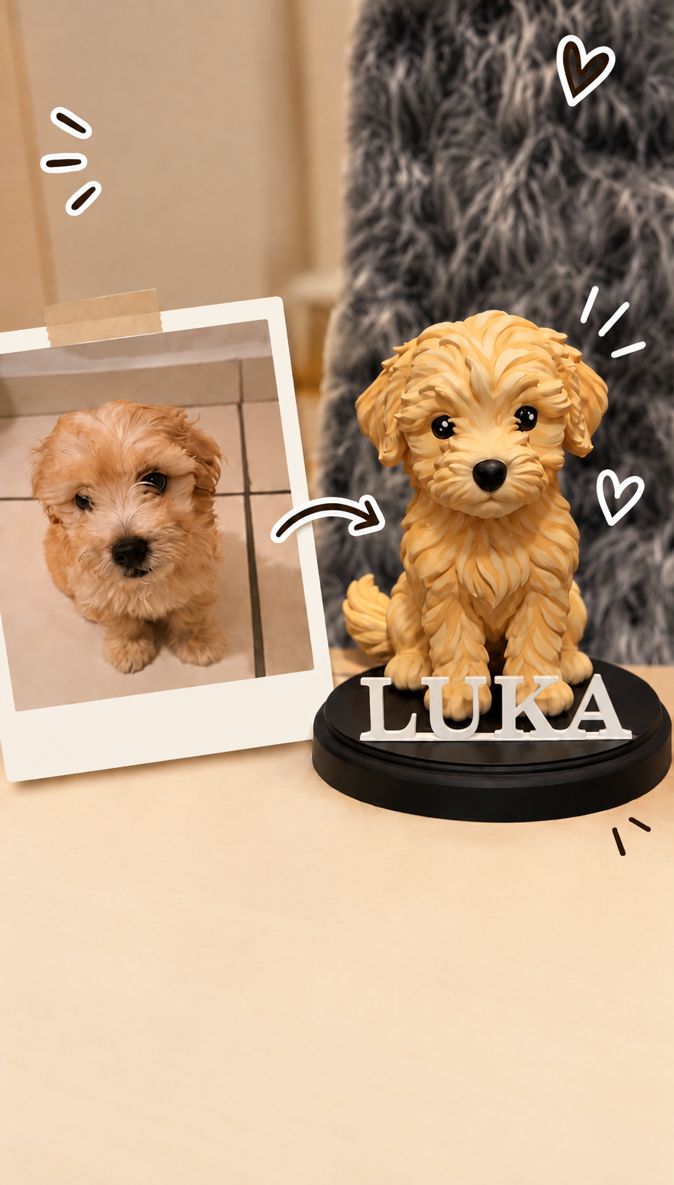 Figura 3D personalizada de tu mascota a partir de fotografias